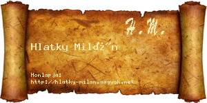 Hlatky Milán névjegykártya
